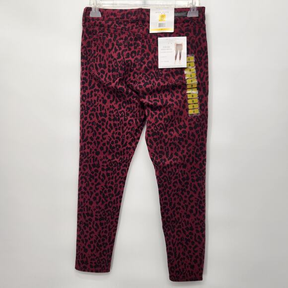 NWT Social Standard by Sanctuary Oxblood Cheetah Skinny Ankle Jeans Women's 8 - Picture 12 of 12